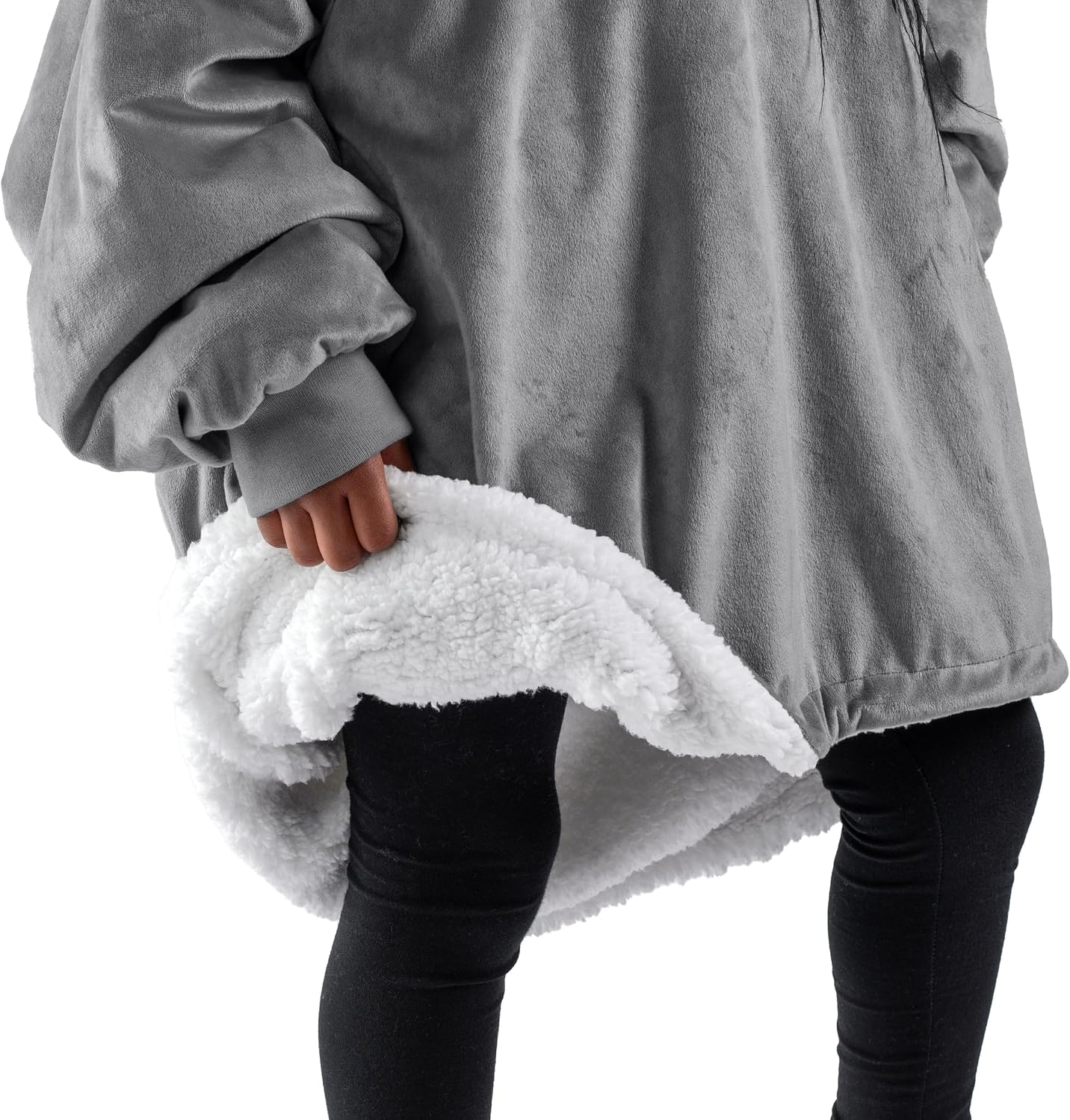 Bare Home Wearable Blanket Hoodie - Soft Plush Sherpa - Warm and Cozy - Oversized Wearable Blanket