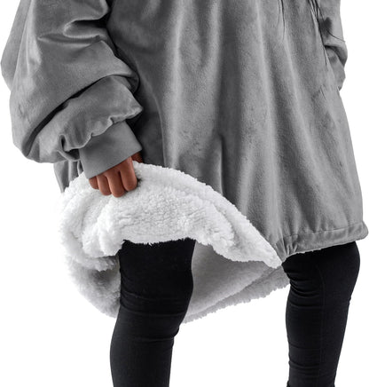 Bare Home Wearable Blanket Hoodie - Soft Plush Sherpa - Warm and Cozy - Oversized Wearable Blanket