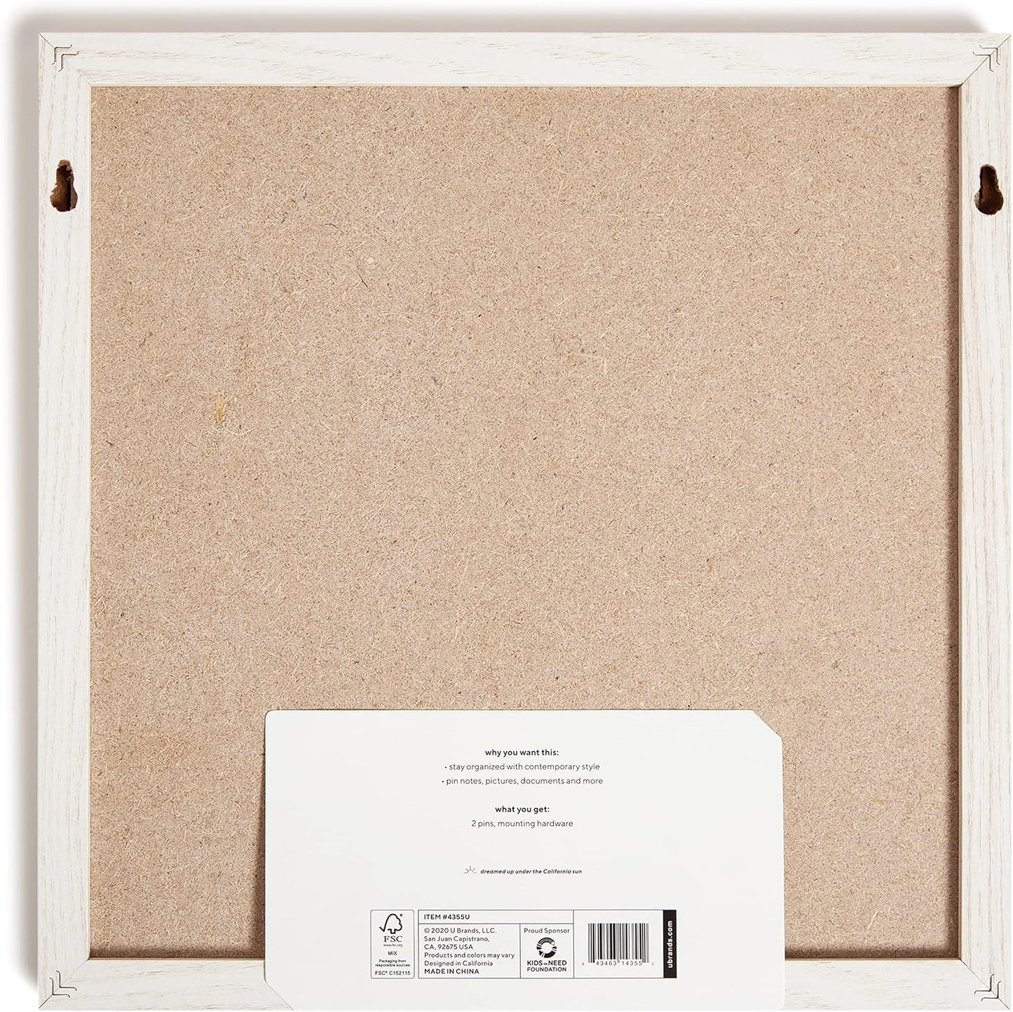 U Brands Rustic Weekly Dry Erase Board with White Wooden Frame, Office Supplies, 14” x 14”