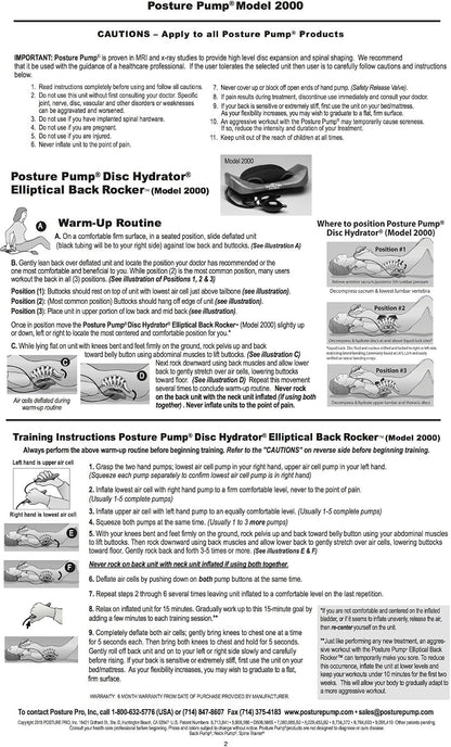 Posture Pump® Back Stretcher for Lower Back Pain Relief Lumbar Traction Device and Spine Stretcher for Spinal Decompression Elliptical Rocker™ Model 2000 Disc Hydrator®