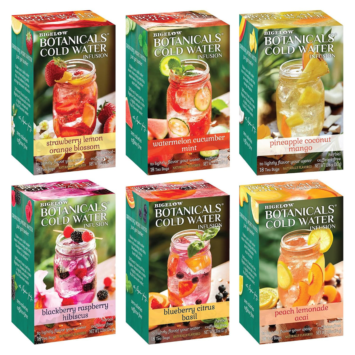 Bigelow Tea Botanicals Cold Water Infusion Variety Pack, 18 Count