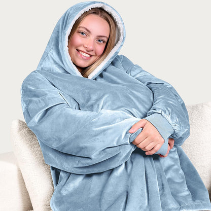Bare Home Wearable Blanket Hoodie - Soft Plush Sherpa - Warm and Cozy - Oversized Wearable Blanket