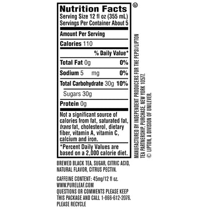 Pure Leaf Prepared Tea, Raspberry 64 fl oz Plastic Bottle
