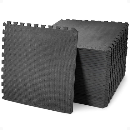 BalanceFrom Puzzle Exercise Mat 1/2" Thick, EVA Interlocking Foam Floor | Tiles for Home Gym, Mat for Home Workout Equipment, Floor Padding for Kids, Black, 24 in x 24 in x 1/2 in, 144 Sq Ft-36 Tiles