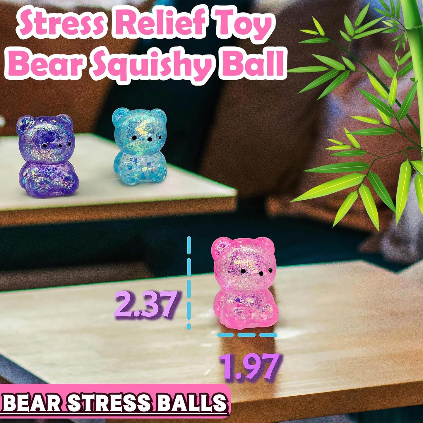 ZTATU Gummy Bear Squishy Fidget Toys (1PCS) Stress Balls for Adults Sugar Stress Ball，Sensory Toys Squishy Ball, Stress Relief Toy Squeeze Ball Party Favors for Kids, Easter Basket Stuffers