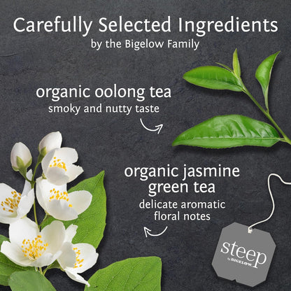 steep by Bigelow Organic Oolong with Jasmine Green Tea, Caffeinated, 20 Count (Pack of 6), 120 Total Tea Bags