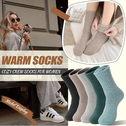 EBMORE 5 Pairs Women Merino Wool Boot Socks Warm Thermal Winter Thick Hiking Cozy Cabin Crew Comfy Socks for Ladies