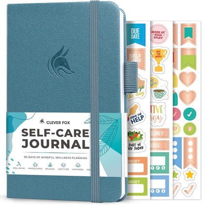 Clever Fox Self-Care Journal – Daily Reflection Notebook – Mental Health & Personal Development Planner, Meditation & Mood Log, A5 (Aquamarine)