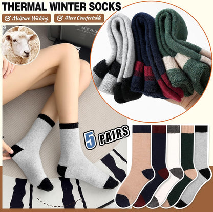 EBMORE Merino Wool Socks for Women Hiking Thermal Warm Winter Thick Boot Cozy Crew Comfy Work Socks for Ladies 5 Pairs