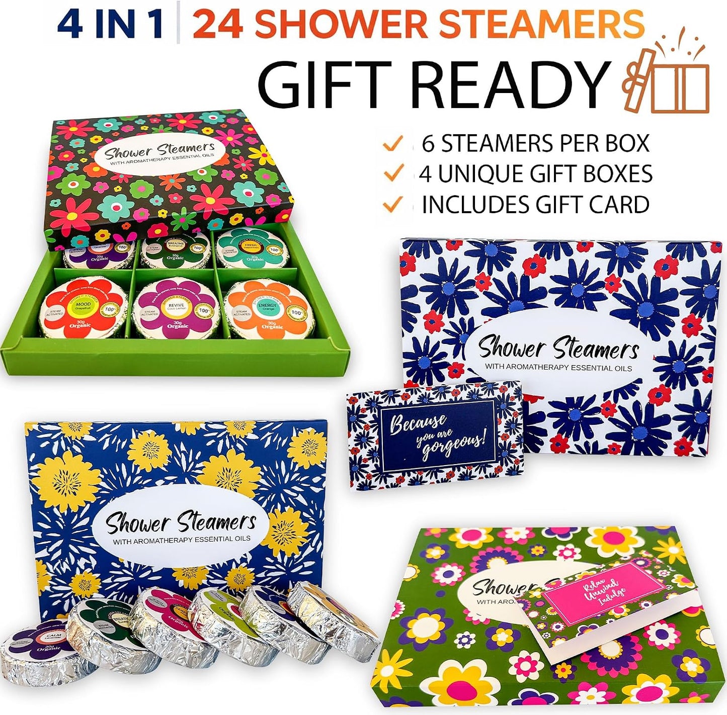 Bath Bombs for Women Gift Set - 24 Natural and Organic Bath Bombs with Essential Oils & Moisturizing Shea Butter, Spa Birthday Gift, Selfcare Gifts, Women, Teen Girls, Bridesmaid Gift