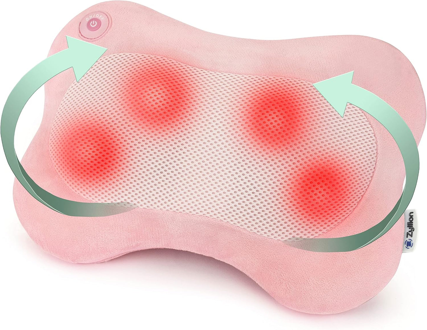 Zyllion Shiatsu Back and Neck Massager with Heat - 3D Electric Kneading Deep Tissue Massage Pillow for Muscle Pain Relief, Black, ZMA-13