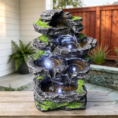 4-Tiered Outdoor Tabletop Water Fountain 17.9”