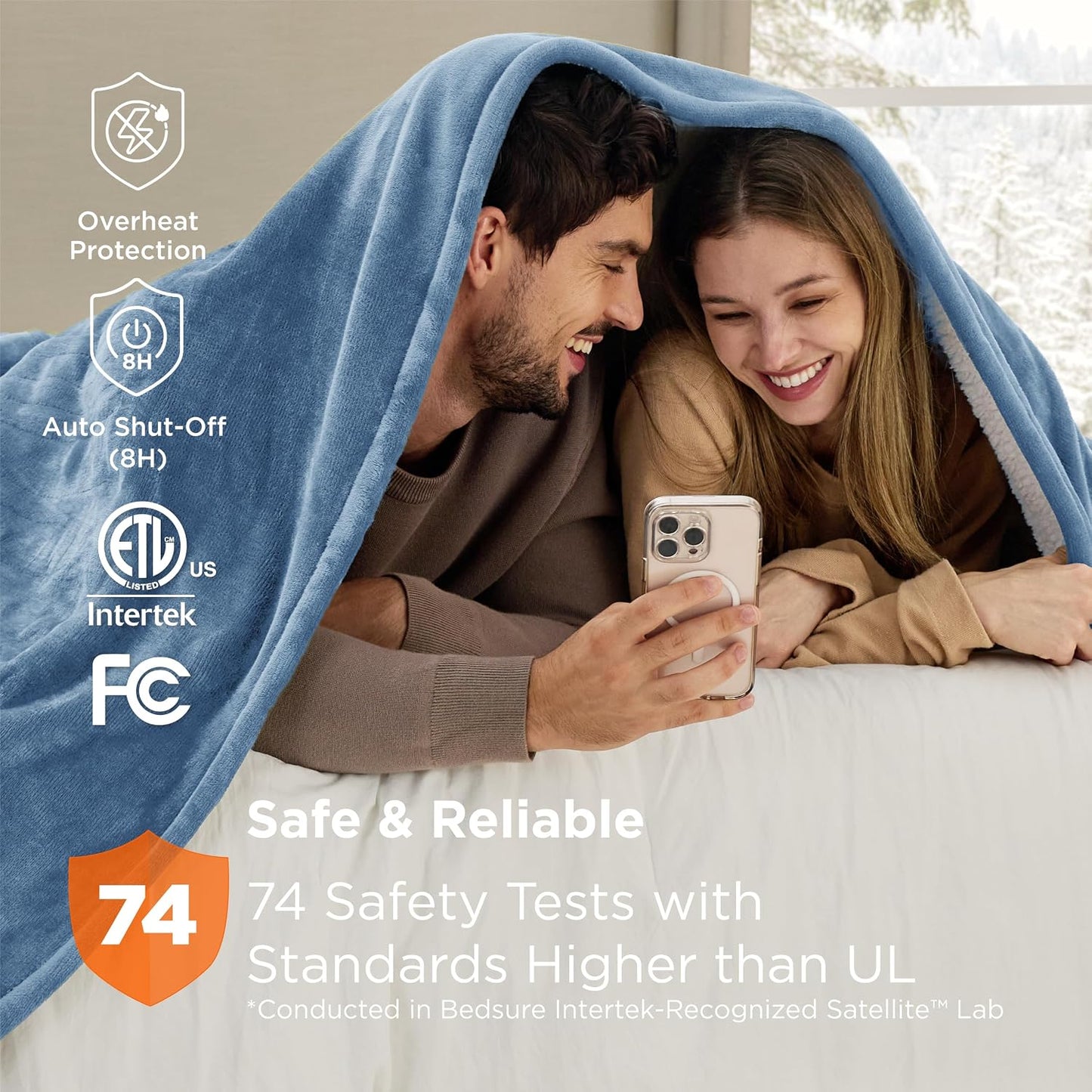 Bedsure Heated Blanket Throw Blanket with Preheat Function - Fast Heating Electric Blanket, Soft Flannel Throw with 6 Time Settings(Up to 10H), 6 Heating Settings, Gifts for Grandma (50"x60", Cream)