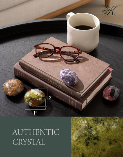 KALIFANO Palm Stone with Healing & Calming Effects - AAA+ Grade High Energy Worry Stone with Information Card - Reiki Crystal Used for Courage (Family Owned and Operated)