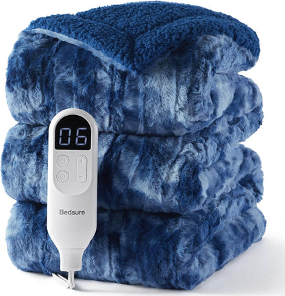 Bedsure Heated Blanket Throw Blanket with Preheat Function - Fast Heating Electric Blanket, Soft Flannel Throw with 6 Time Settings(Up to 10H), 6 Heating Settings, Gifts for Grandma (50"x60", Cream)