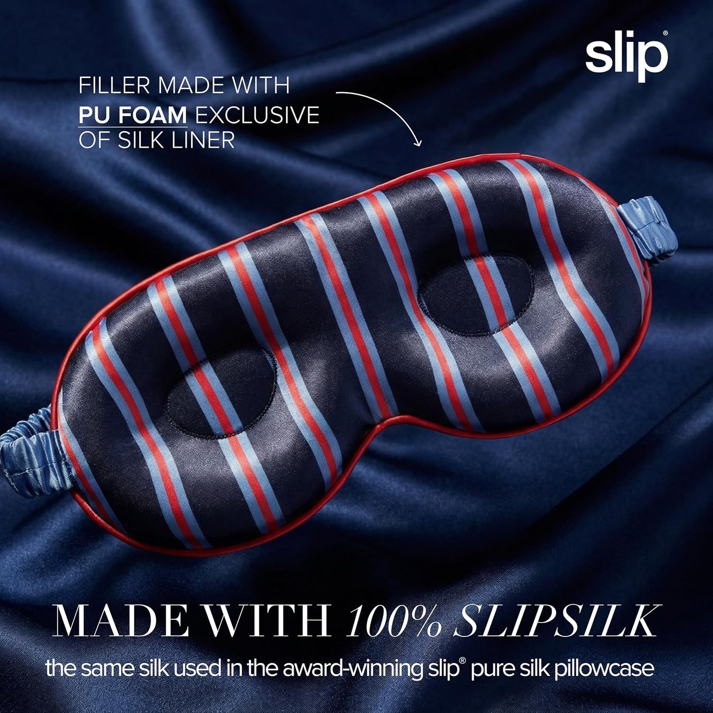slip Contour Sleep Mask | 100% Pure Mulberry Silk, Ultra Soft | Contoured Design, Prevents Eye Pressure | Adjustable Strap, Ideal for Travel - Black