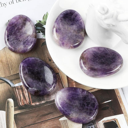 Artistone Moss Agate Crystal Chakra Thumb Worry Stone Teardrop Reiki Healing Stone Pocket Palm Stones for Anxiety Stress Relief Meditation Therapy Geometry Home Decor