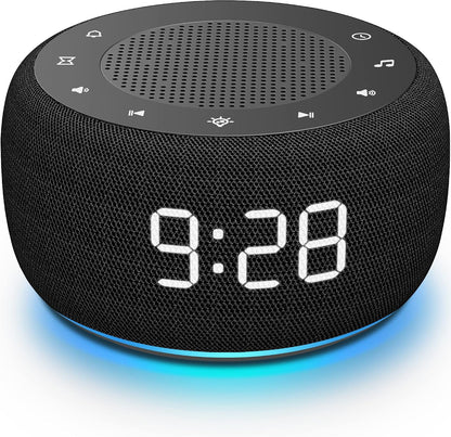 Buffbee Alarm Clock with Sound Machine for Bedrooms – 2-in-1 White Noise Machine for Sleep, Gentle Wake-Up with Soft Alarm Sounds, Ambient Night Light, Plug-in, Sleep Better, Wake Gently