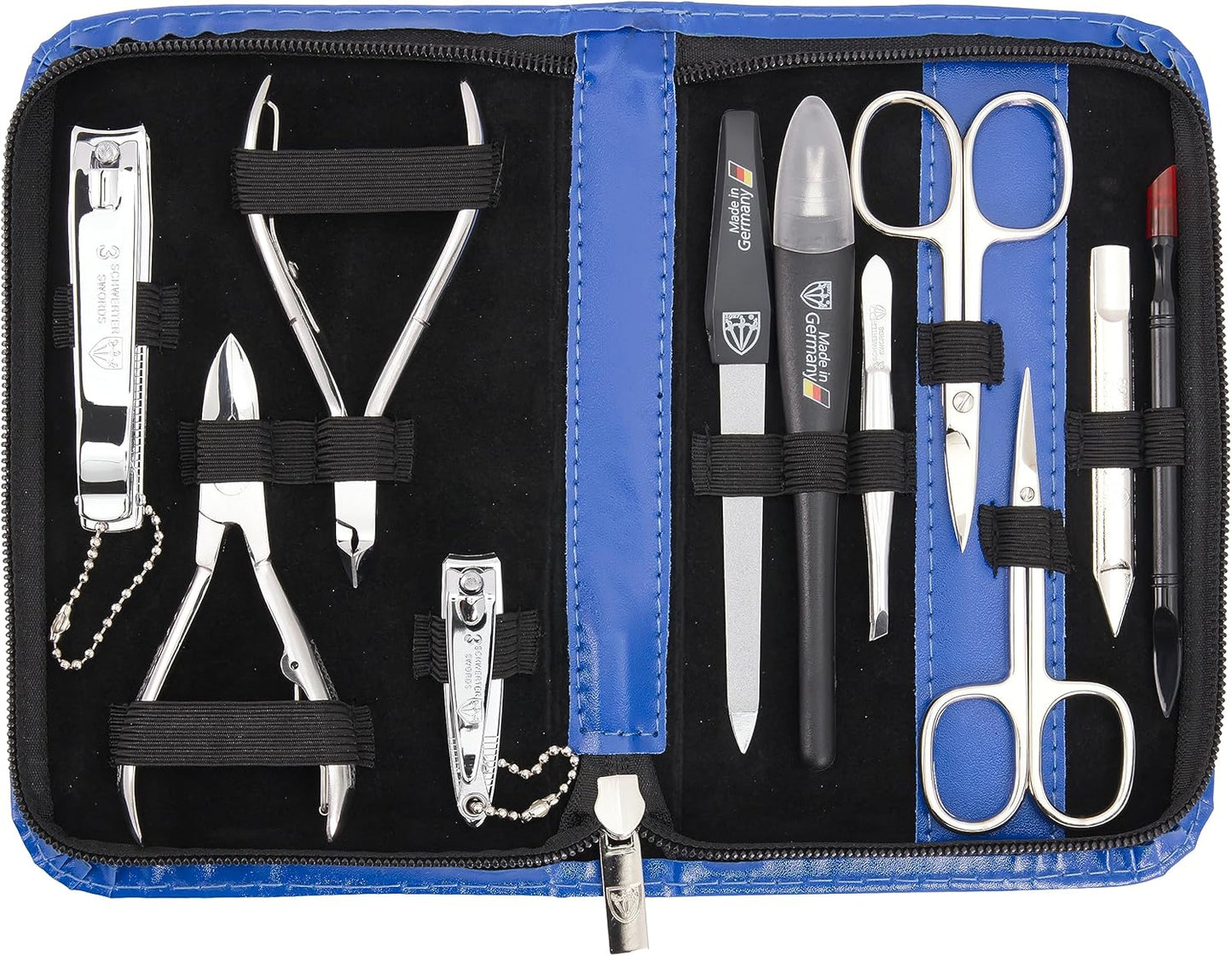3 Swords Germany - brand quality 10 piece manicure pedicure grooming kit set for professional finger & toe nail care scissors clipper fashion leather case in gift box, Made by 3 Swords (00286)