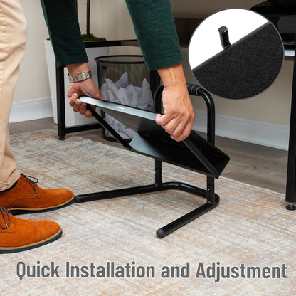 Mind Reader Foot Rest, Under Desk at Work, Ergonomic, Height Adjustable, Office, Plastic, Black