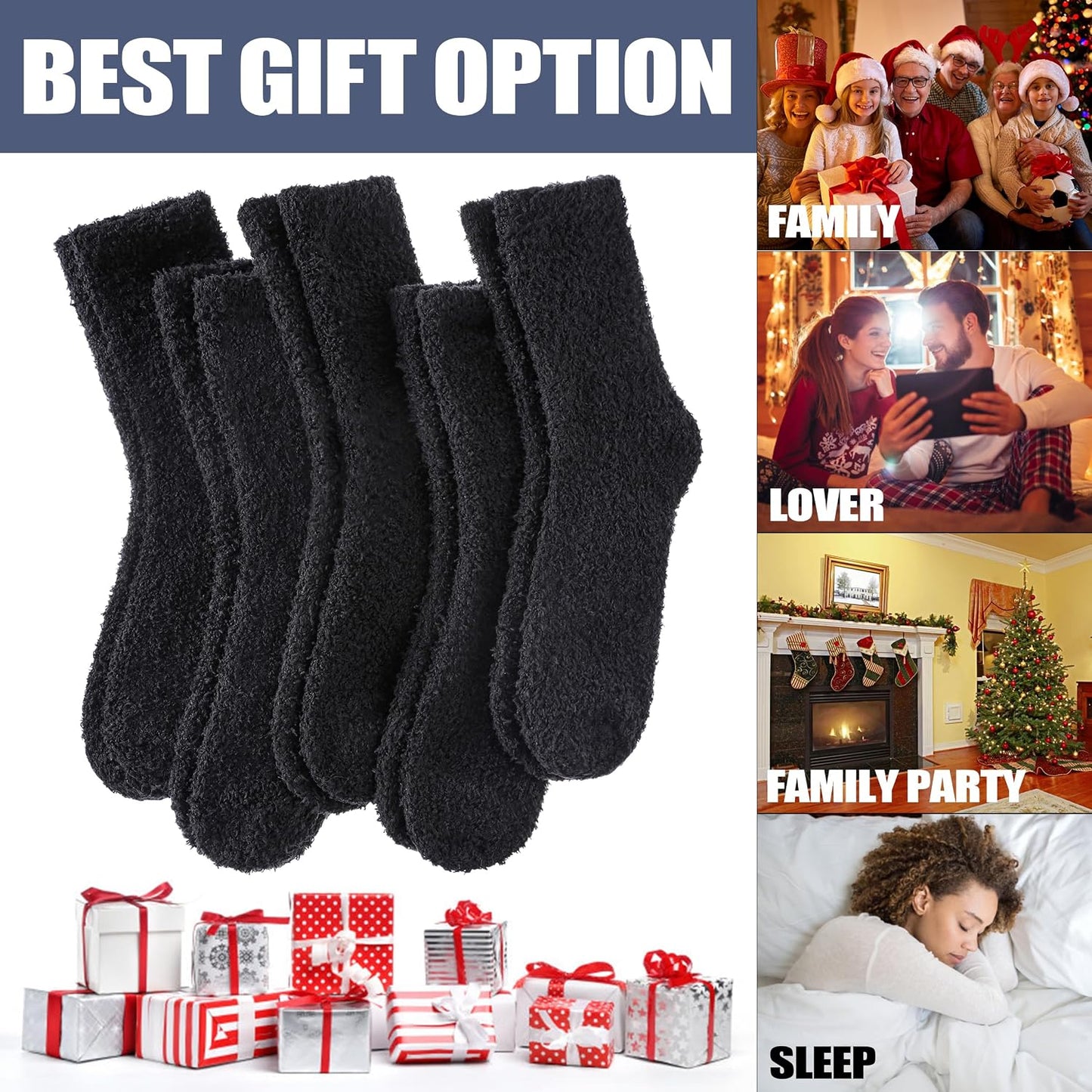 CHOWISH Womens Fuzzy Slipper Socks Super Soft Microfiber Fluffy Cozy Winter Warm Fuzzy Crew Socks