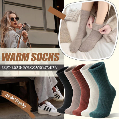 EBMORE 5 Pairs Women Merino Wool Boot Socks Warm Thermal Winter Thick Hiking Cozy Cabin Crew Comfy Socks for Ladies