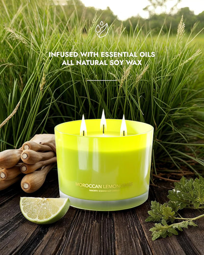 96NORTH Luxury Vanilla Soy Candles | Large 3 Wick Jar Candle | Up to 50 Hours Burning Time | 100% Natural Soy Wax | Relaxing Aromatherapy Aesthetic Candle | Housewarming Gift for Men and Women