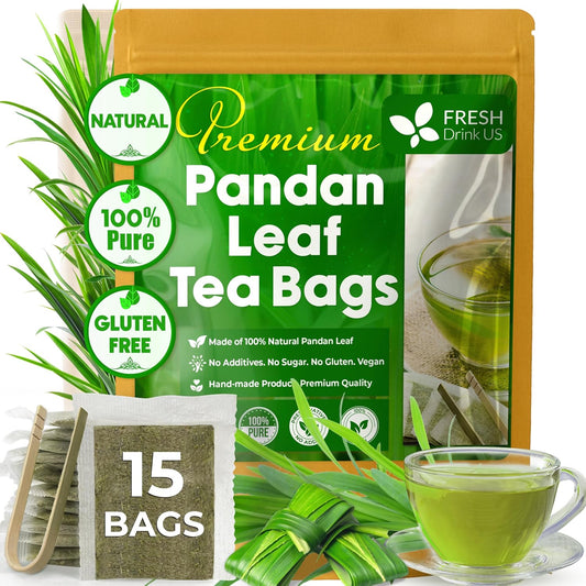 FreshDrinkUS, Premium Pandan Leaf Tea, 15 Count, Pure, Caffeine Free