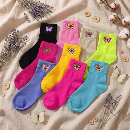 Eurzom 10 Pairs Socks Womens Crew Elastic Ankle Length Cotton Socks Aesthetic Cute Lightweight Low Cut Gifts for Women - Colors B