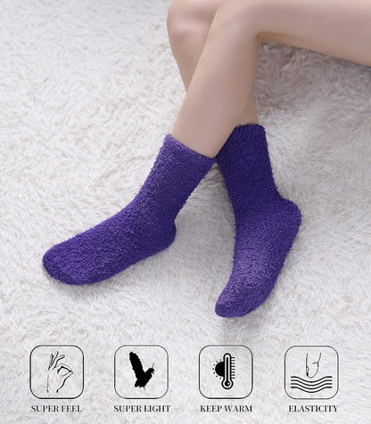 SDBING Fuzzy Socks for Women Soft Fluffy Home Sleeping Socks Cozy Warm Slipper Socks 6 or 5 Pairs