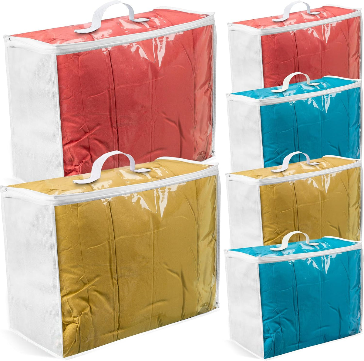 VitalUp Clear Plastic Storage Bags, Durable Zippered Storage Bags for Comforters, Blankets, Clothes, and Bedding - Breathable Nonwoven with Clear Front for Easy Organizing, 20x20x8