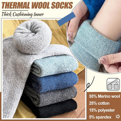 EBMORE 5 Pairs Women Merino Wool Boot Socks Warm Thermal Winter Thick Hiking Cozy Cabin Crew Comfy Socks for Ladies
