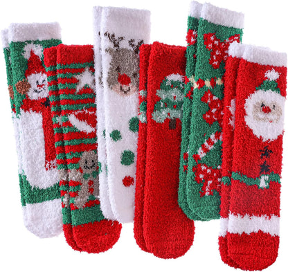 CHOWISH Womens Fuzzy Slipper Socks Super Soft Microfiber Fluffy Cozy Winter Warm Fuzzy Crew Socks
