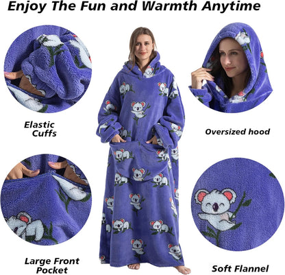Capecage Blanket Hoodie, Long Hooded Blanket Sweatshirt as Birthday Gifts for Women Men, Long Wearable Blanket for Women Men.