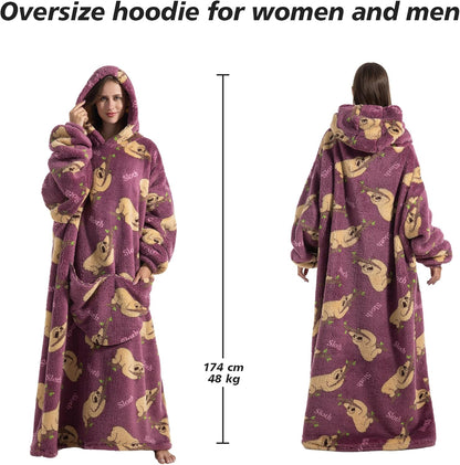 Capecage Blanket Hoodie, Long Hooded Blanket Sweatshirt as Birthday Gifts for Women Men, Long Wearable Blanket for Women Men.