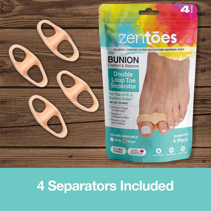 ZenToes Double Loop Gel Toe Spacers, Big Toe Straightener, 1 Pair
