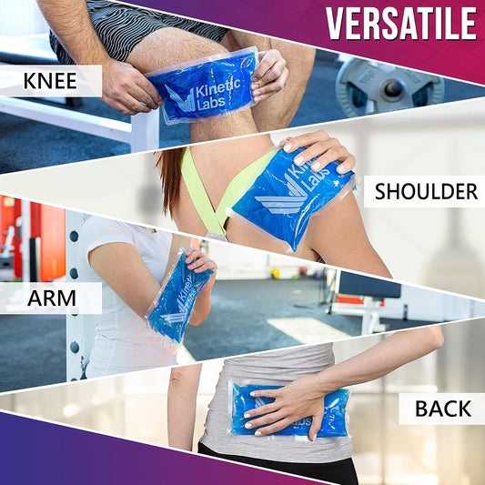 Ice Packs for Injuries Reusable (2 Pack) – Flexible Gel Ice Pack for Knee, Shoulder, Back – Soft Hot & Cold Therapy – Kinetic Labs