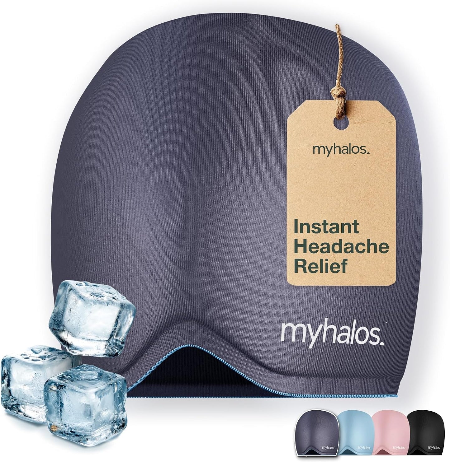 Myhalos® Migraine Relief Cap, Ice Hat for Migraines, Headache Relief Cap, 30% More Gel, Hot & Cold Therapy Head Ice Pack, Cooling Headache Hat, Tension Wrap, Hangover Cap, Ice Face Mask, FSA|HSA
