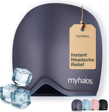 Myhalos® Migraine Relief Cap, Ice Hat for Migraines, Headache Relief Cap, 30% More Gel, Hot & Cold Therapy Head Ice Pack, Cooling Headache Hat, Tension Wrap, Hangover Cap, Ice Face Mask, FSA|HSA