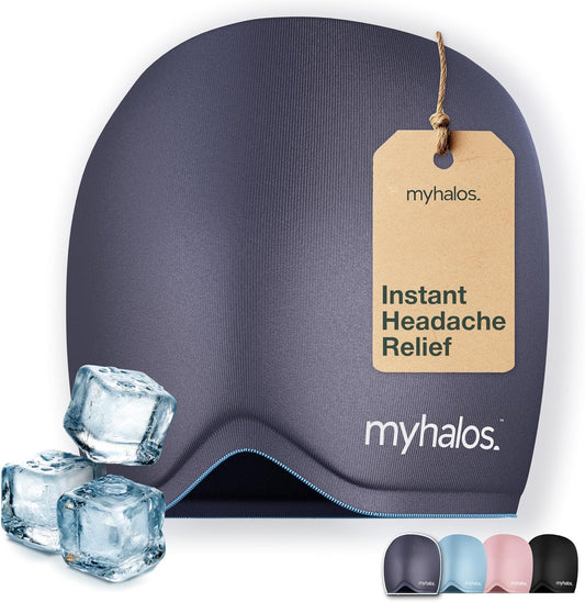 MyHalos Migraine & Headache Relief Cap, 30% More Gel, Hot & Cold Ice Wrap