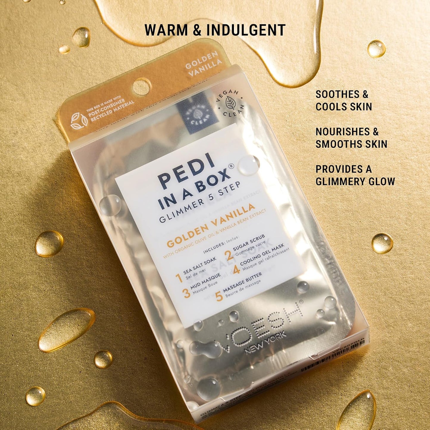 VOESH Pedi in a Box Glimmer - 2 Packs, Variety Pack, Pedi in a Box, Spa Pedicure Kit, Sparkly Pedicure, DIY Pedi, Foot Care, At-Home Pedi Products, Vegan Skincare