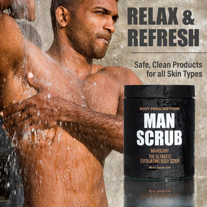 Body Prescriptions Men’s Exfoliating Body Scrub – Ultimate Skin Cleansing Wash in Jar with Twist-Top Lid, For All Skin Types, 21 Ounce (Pack of 1), Cedarwood