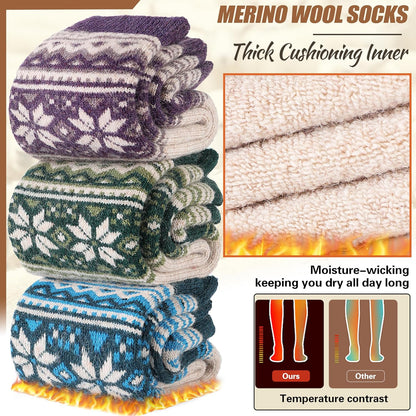 EBMORE Merino Wool Socks for Women Hiking Thermal Warm Winter Thick Boot Cozy Crew Comfy Work Socks for Ladies 5 Pairs