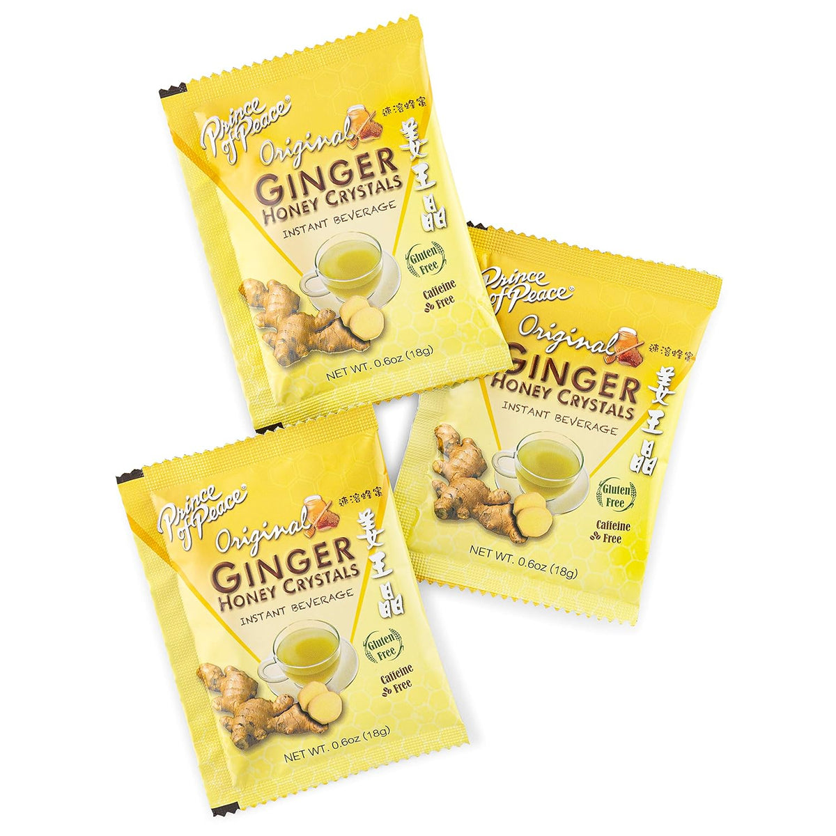 Prince of Peace Instant Natural Lemon Ginger Honey Crystals, 2 Pack of 10 Sachets – Instant Hot or Cold Beverage Relief and Soothes Throat – Easy to Brew Ginger and Honey Crystals