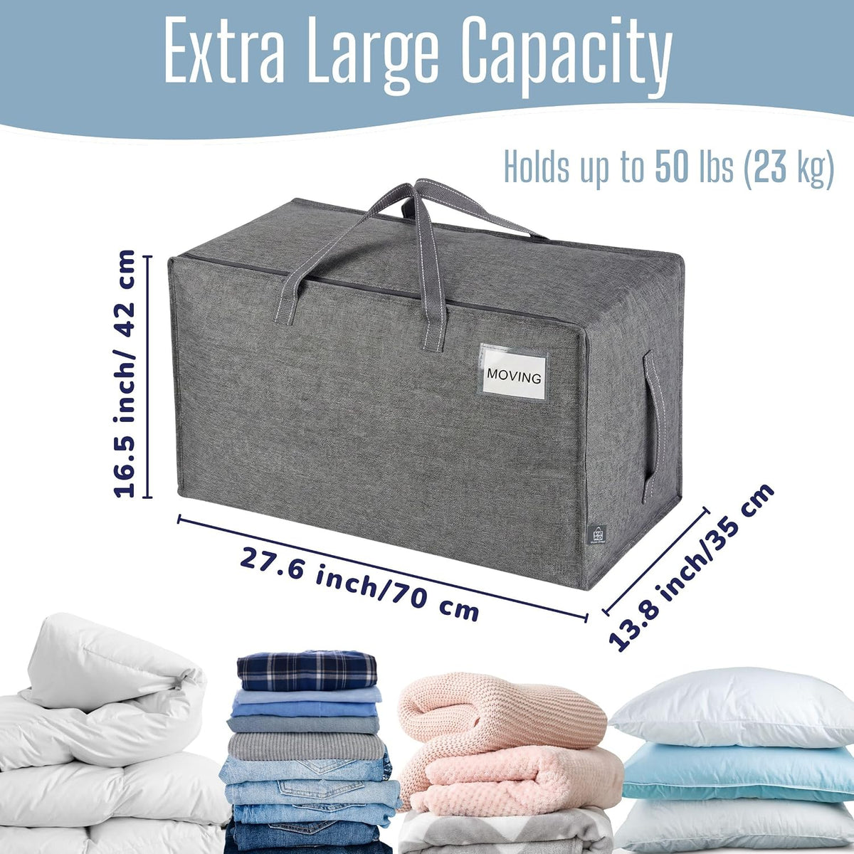 VENO Clear Extra Large Moving Bags & Storage Totes, Heavy Duty Organizer with Reinforced Handles & Strong Zippers for Clothes, College Dorm Essentials, Moving Supplies