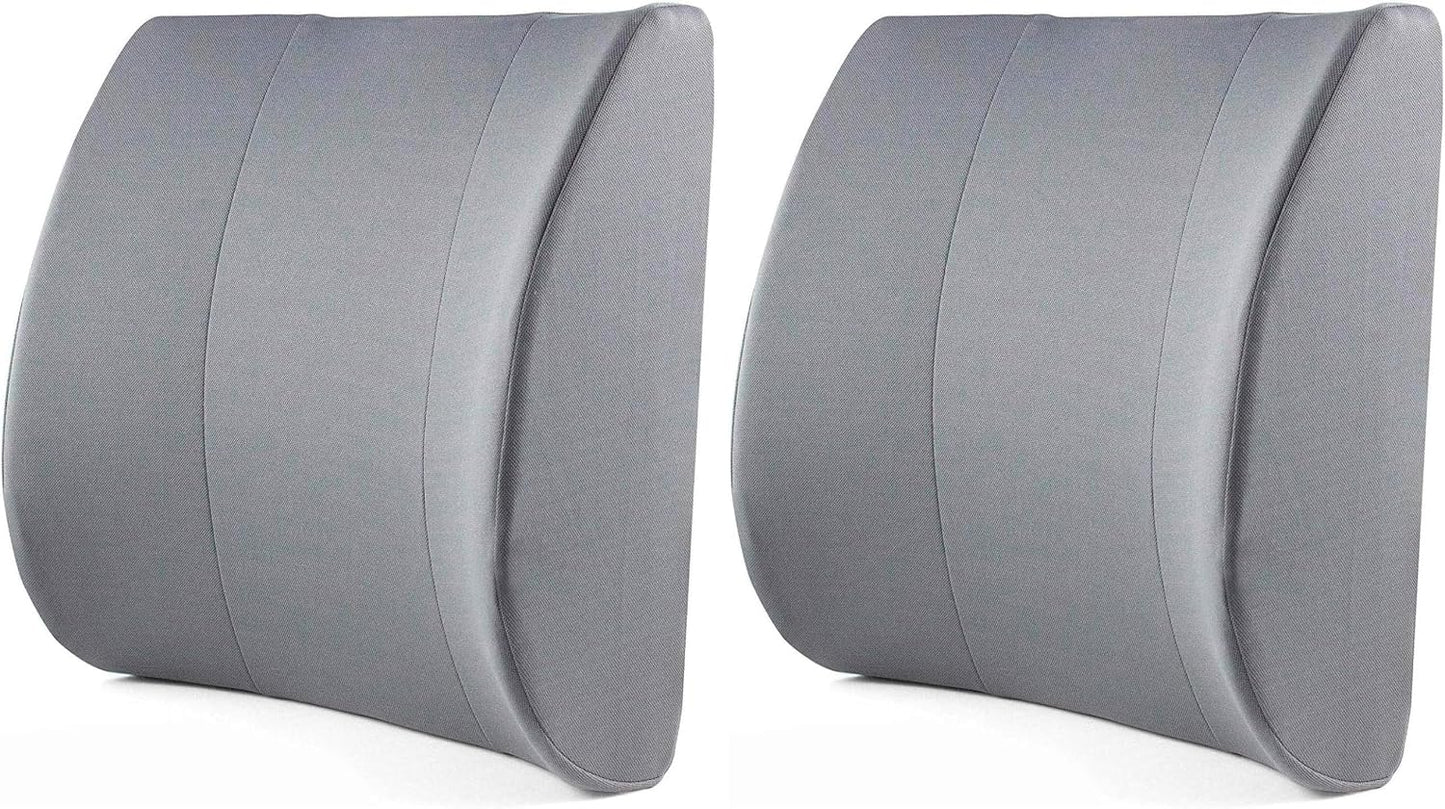 DMI Lumbar Support Pillow for Chair to Assist with Back Support with Removable Washable Cover and Firm Insert to Ease Lower Back Pain while Improving Posture, 14 x 13 x 5, Contoured Foam, Elite, Gray