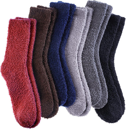 LANLEO 5/6 Pairs Womens Super Soft Fuzzy Plush Warm Winter Home Sleeping Slipper Socks