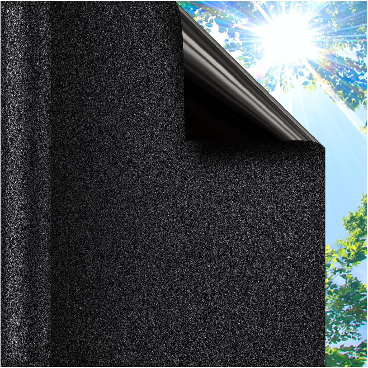 Coavas Blackout Window Film, 100% Light Blocking Privacy Window Film, No Glue Static Cling, Heat & UV Blocking, Removable Room Darkening Window Cover, Renter Friendly for Bedroom, 17.5x78.7Inch,Black