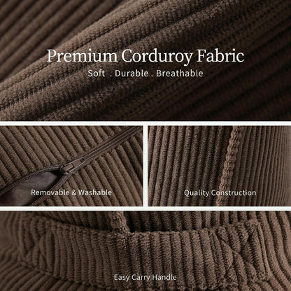 Pat. Pend. Corduroy Lumbar Support Back Pillow for Watching TV, Reading & Gaming, Ergonomic Triangle Support Cushion for Sofa, Armchair & Bed Sitting, Removable Washable Cover, Beige Gray