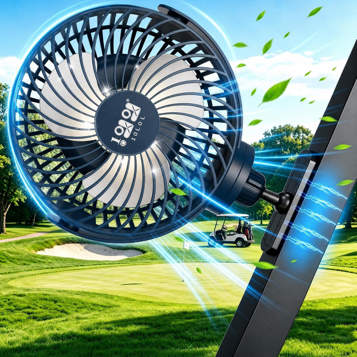 10L0L Golf Cart Fan Rechargeable with Flexible Tripod Mount, 10000mAh